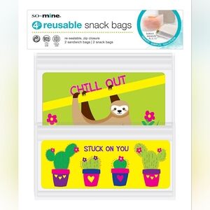 So Mine Reusable Sandwich And Snack Bags, Pack Of 4 Bags
